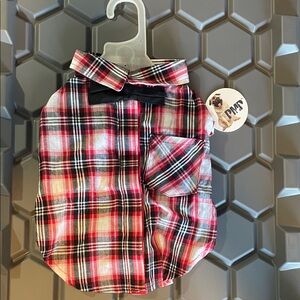 Plaid Dog Shirt with Bow Tie